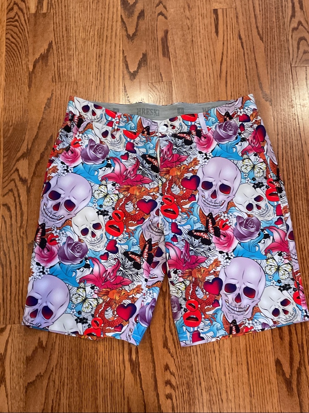 Men's Hreski golf shorts Multicolor Skull & Floral